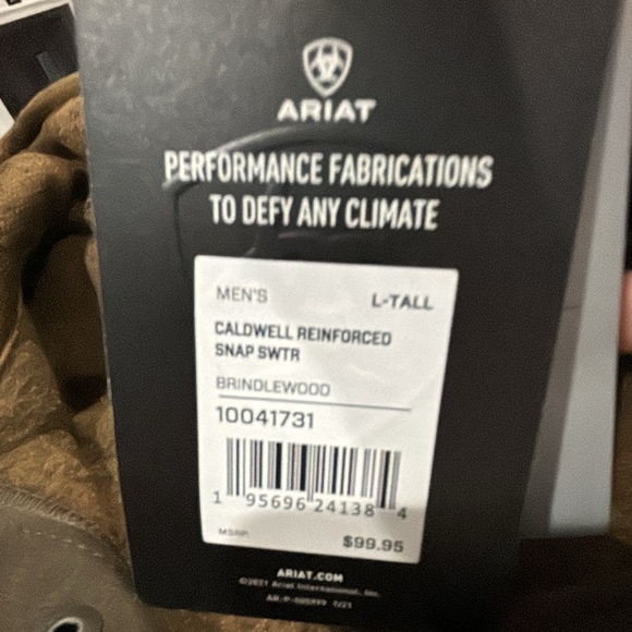 Ariat Men’s Caldwell Reinforced Snap Sweater in Brindlewood NWT This is a LTall! - Picture 8 of 12